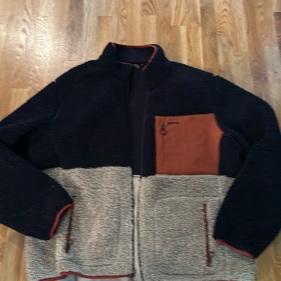 Orvis navy beige and orange fleece coat xxl - Picture 1 of 3
